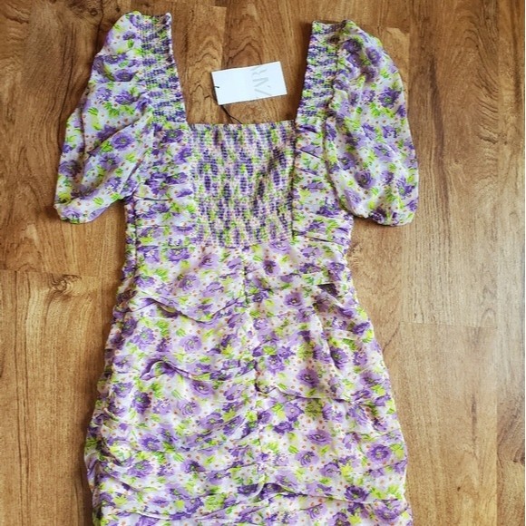 NWT Zara Purple Floral Mini dress - Picture 9 of 16